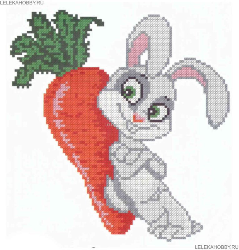 Вышивка заяц с морковкой