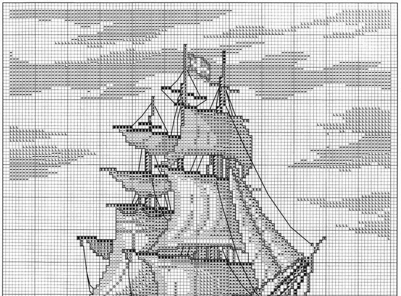 Схема вышивки крестом корабль