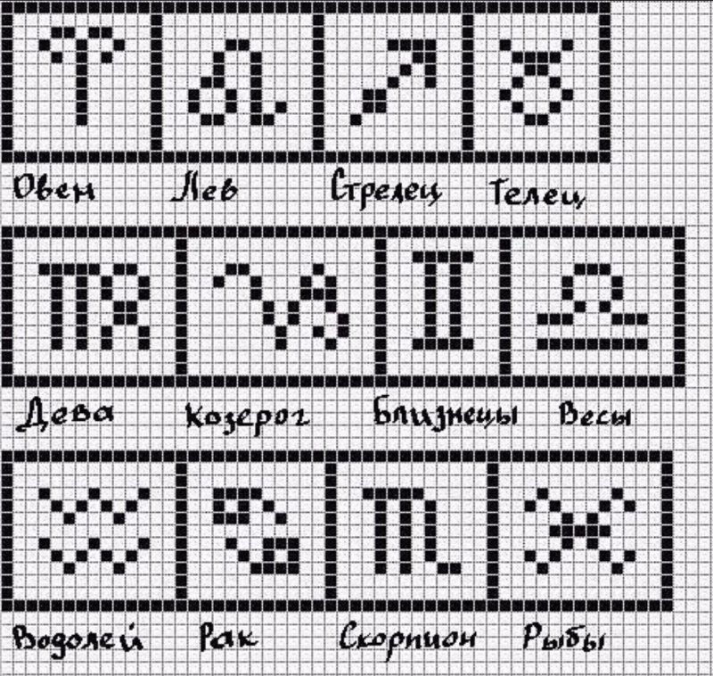Схема знаки зодиака по клеточкам