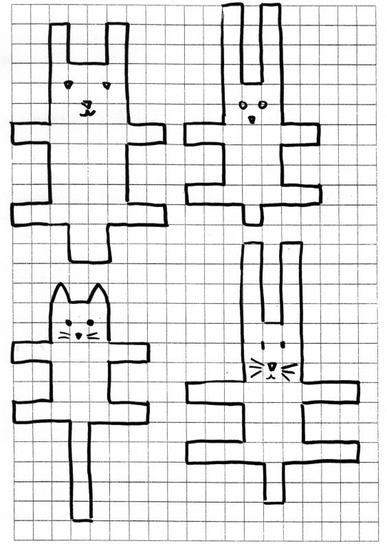 Рисунки по клеточкам кошки