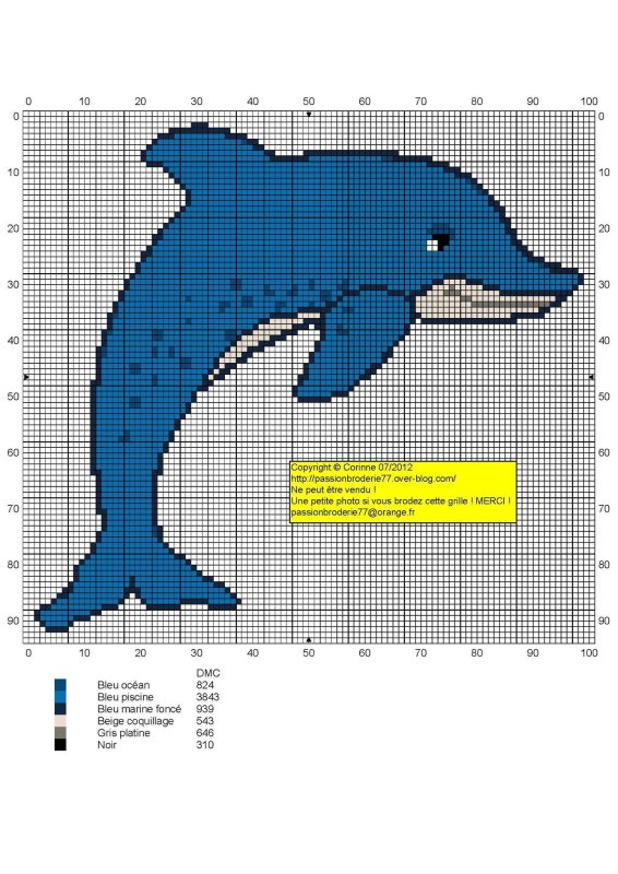 Схема для вышивания дельфины