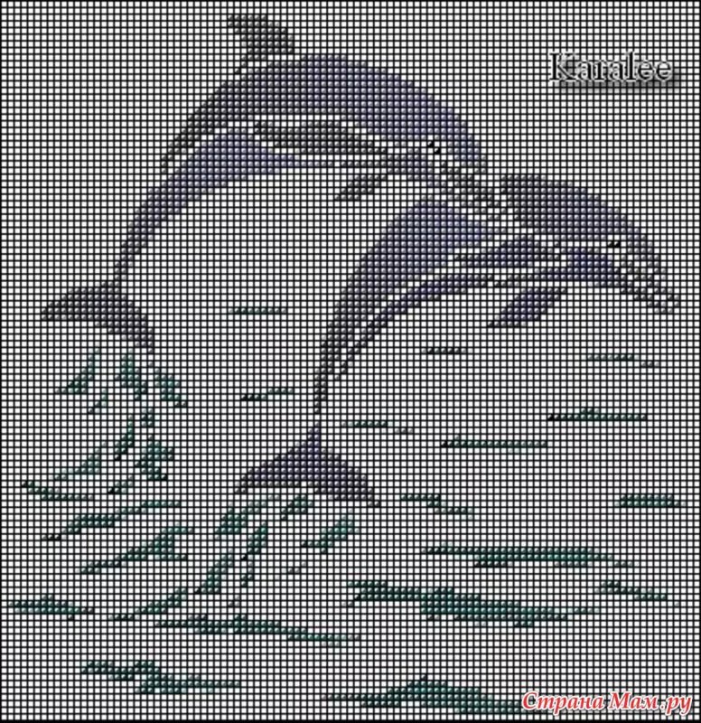 Дельфины филейное вязание