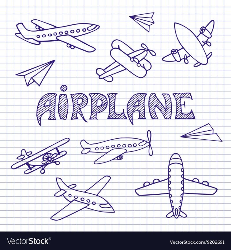Самолетик рисунок ручкой