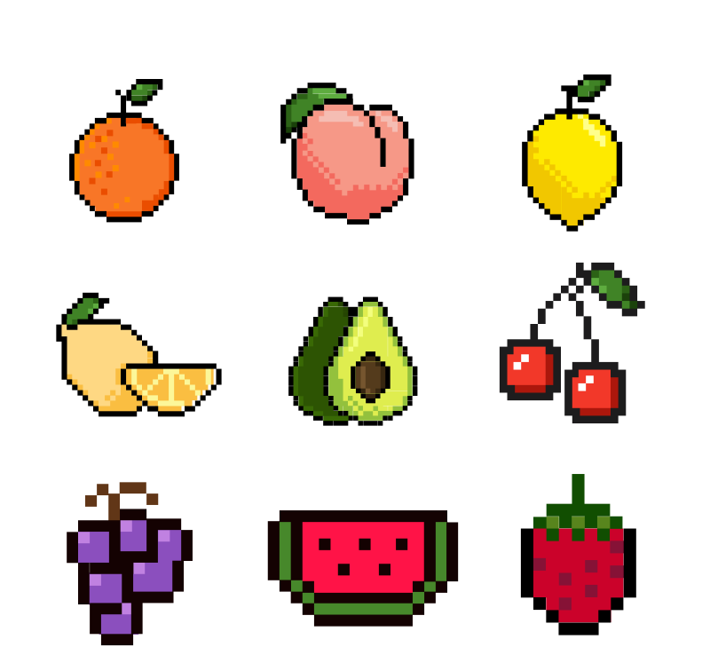 Пиксельные фрукты