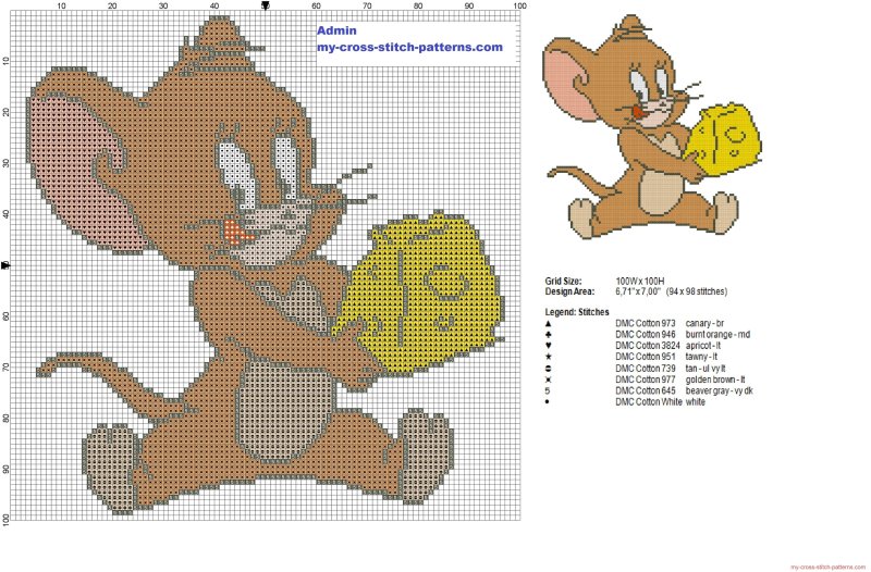 Вышивание рисунок схема Дисней Джерри
