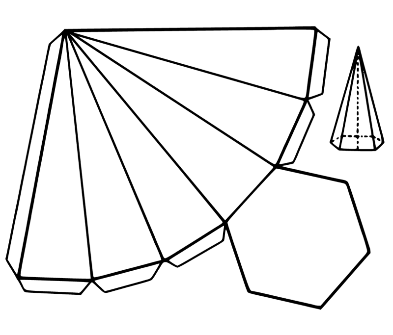 Усечённая шестиугольная пирамида развертка
