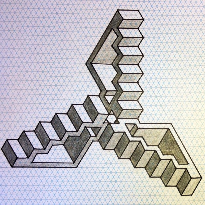 Геометрические иллюзии лестница Эшера
