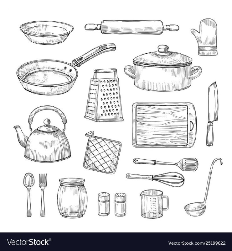 Рисование кухонная посуда