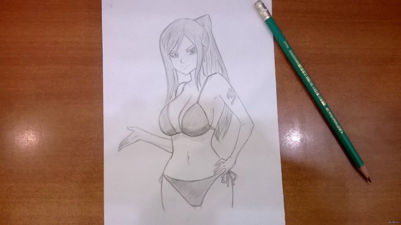Рисунки карандашом аниме в купальниках (52 фото)